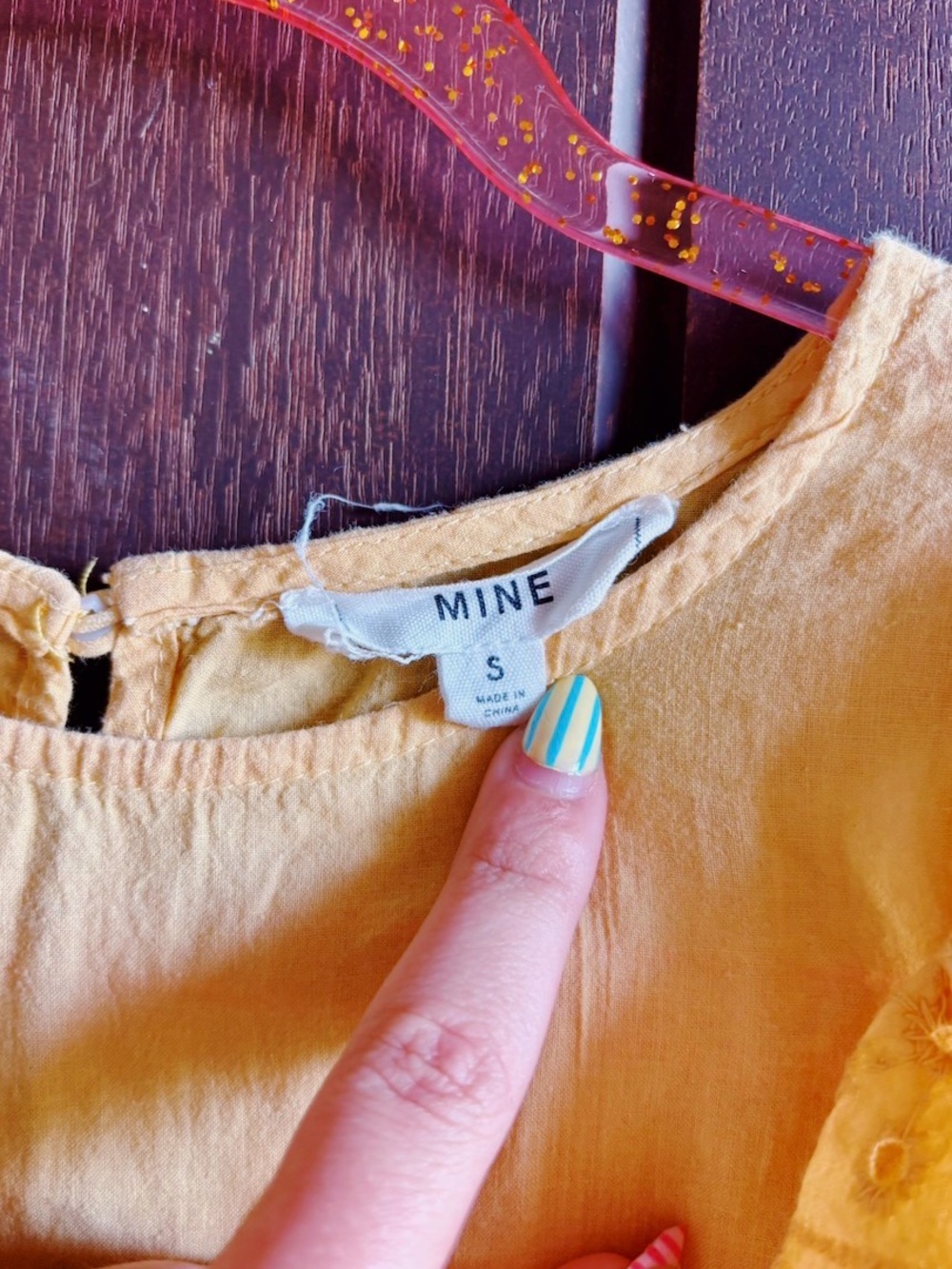 mine Yellow Eyelet Ruffle Top - Picture 3 of 3